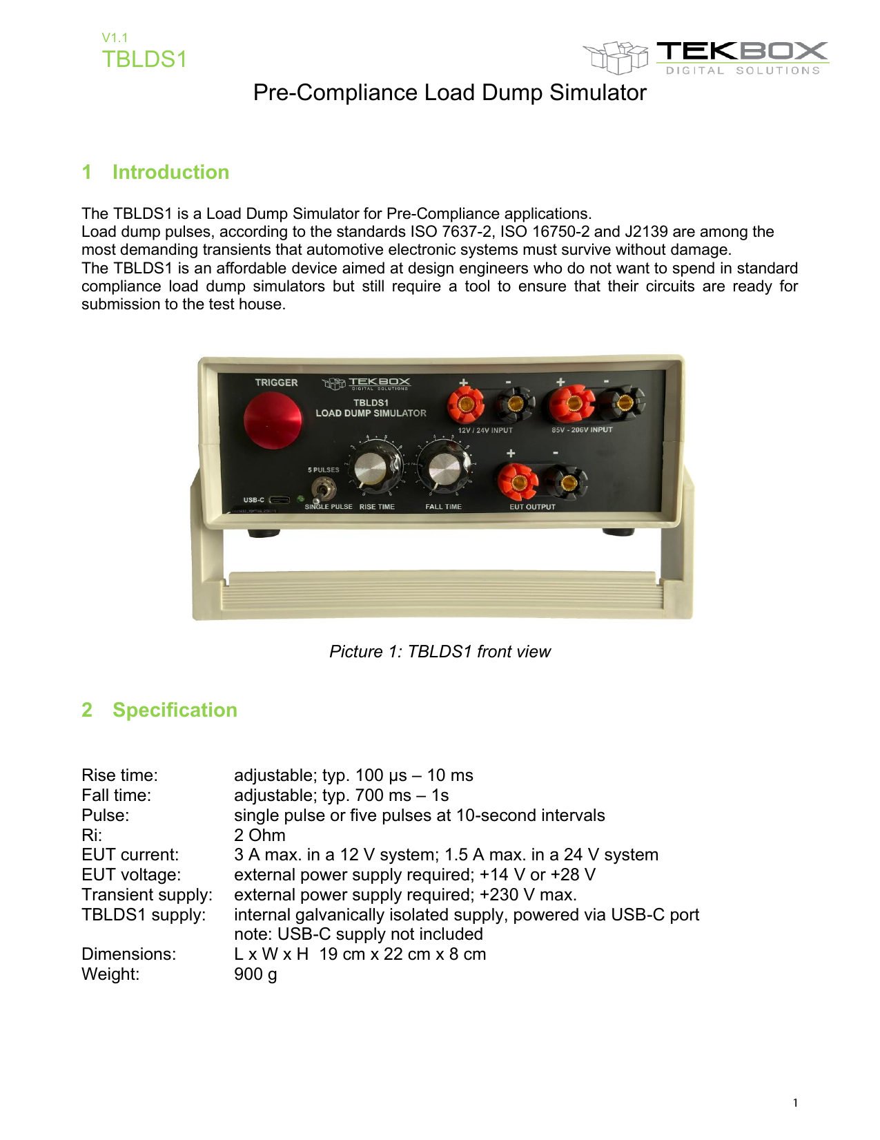 TBLDS1 プリコンプライアンス ロードダンプ シミュレータ マニュアル（英語）
