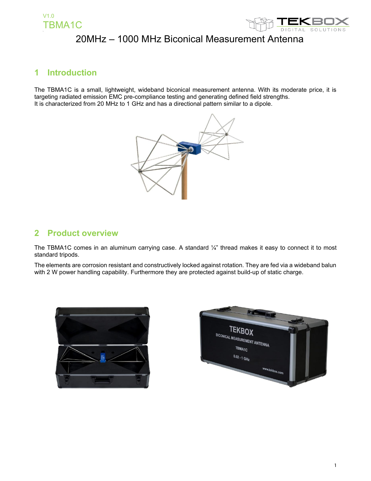 TBMA1Cバイコニカルアンテナ マニュアル（英語）