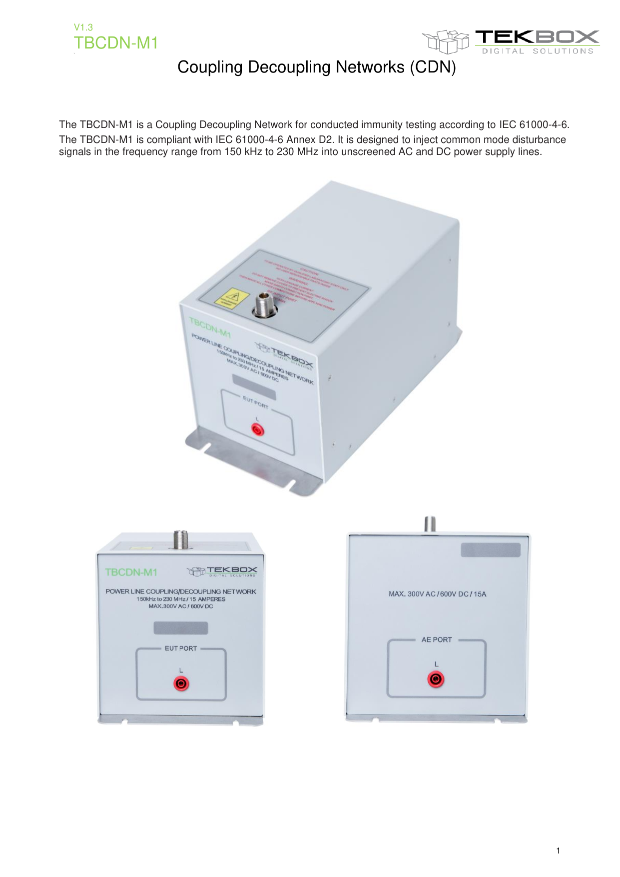 カップリングデカップリングネットワーク （CDN） TBCDN-M1 ユーザーマニュアル（英語）